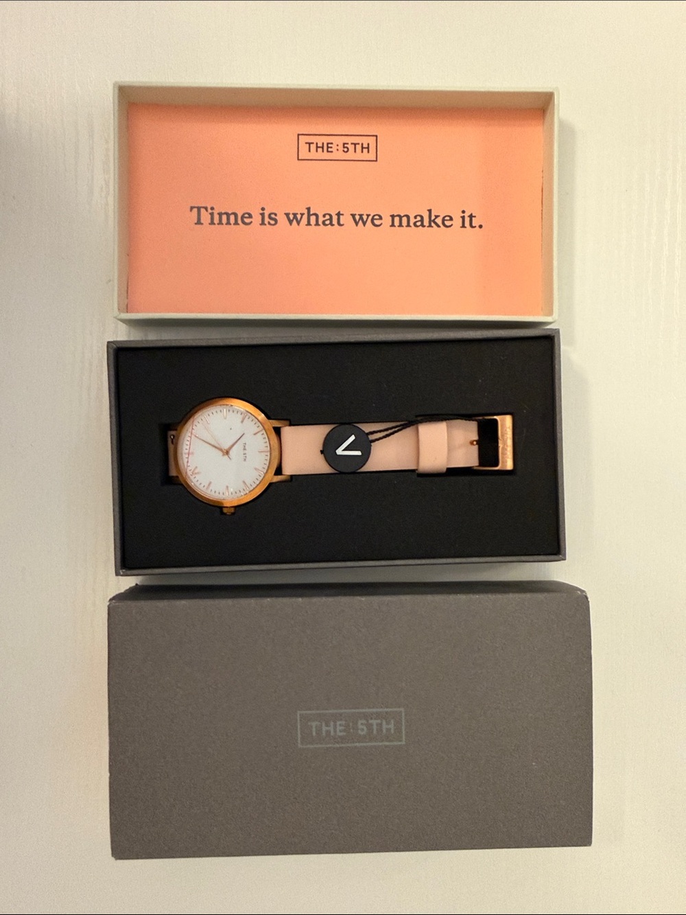 Rose Gold Case Pink Leather Strap Women's Watch